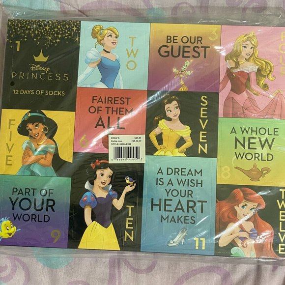 Other Disney Princess 12 Days Of Socks Advent Calendar 12 Pairs